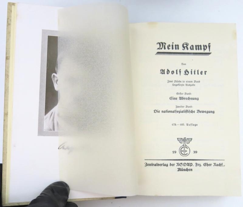 Mein Kampf Book Hochzeitsausgabe Wedding Edition 1939 With City Or Region Gold Shield On The Cover, Mint, Unused And Complete With Case.