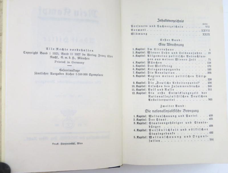 Mein Kampf Book Hochzeitsausgabe Wedding Edition 1939 With City Or Region Gold Shield On The Cover, Mint, Unused And Complete With Case.