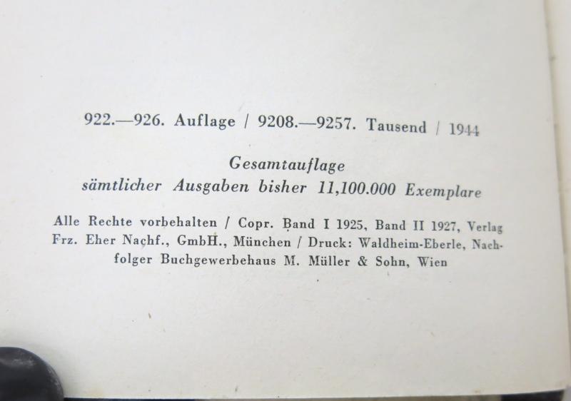 Mein Kampf Book Hochzeitsausgabe Kriegsausgabe Wedding War Edition 1944 Dated, VERY HARD TO FIND.