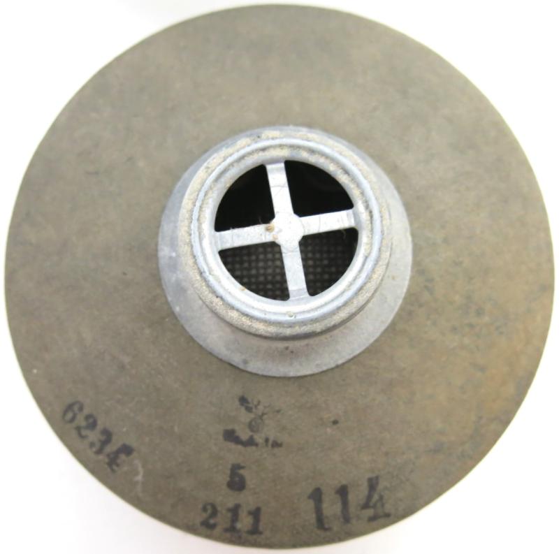 German Luftschutz Volksgasmaske VM44 Size 2, (Medium), 1945 Dated With Total Last Ditch Cardboard Made Filter.