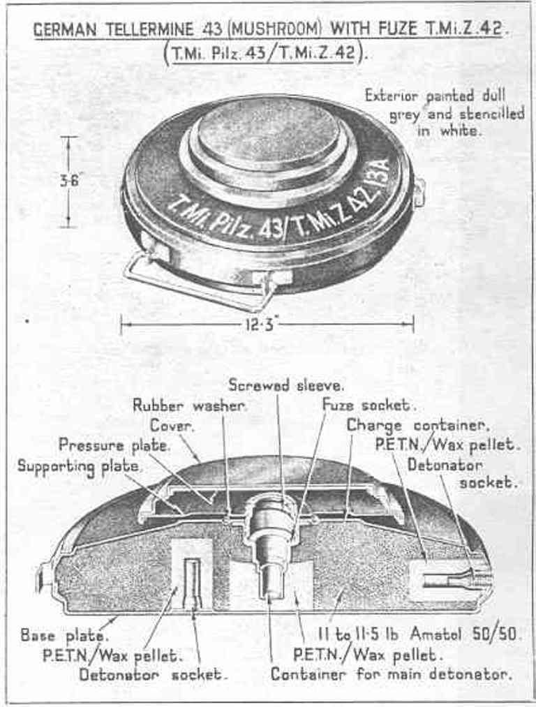 German Wehrmacht T. Mi. Pilz 43 Tellermine Pilz 43 Pressure Plate With Original Sand Colour, Barn Find, Inert.