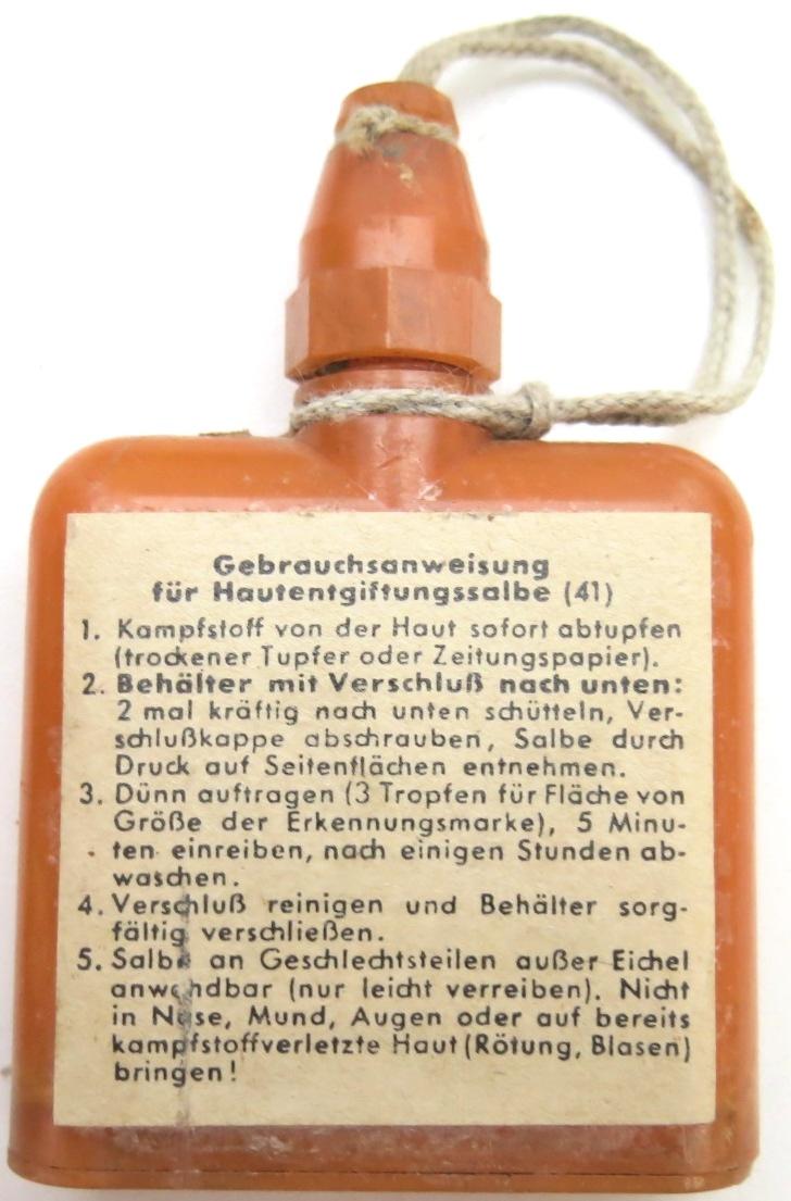 German Wehrmacht Hautentgiftungssalbe 41 Decontamination Kit Unused, Bottle eje 1943, Minty.