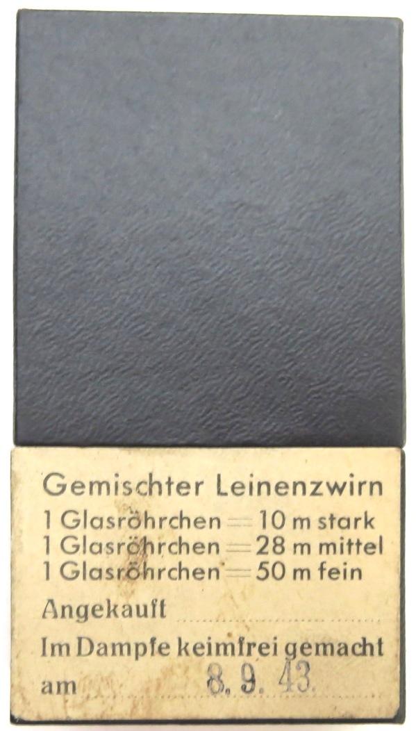 German Wehrmacht Gemischter Leinenzwirn Complete Set In Box Bartsch, Quilitz & Co. Berlin NW 40, 8. 9. 43.