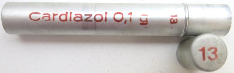 German Wehrmacht Sanitär Aluminium Tablettenröhrchen Medical Pills Tube Cardiazol 0,1 g Empty.