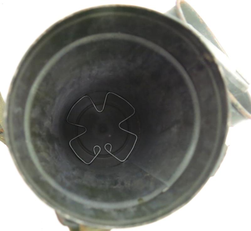 German Wehrmacht Gas Mask Can Set eph 43, Complete With Both Straps And Cloth Spider.