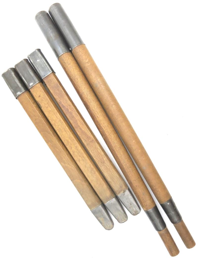 German Wehrmacht Zeltbahn 31 Zeltpflöcke 29 Tent Peg/Stake Early War Wood Model + Zeltstock 01 Tent Pole Set Of Five Pieces All From Same Soldier.