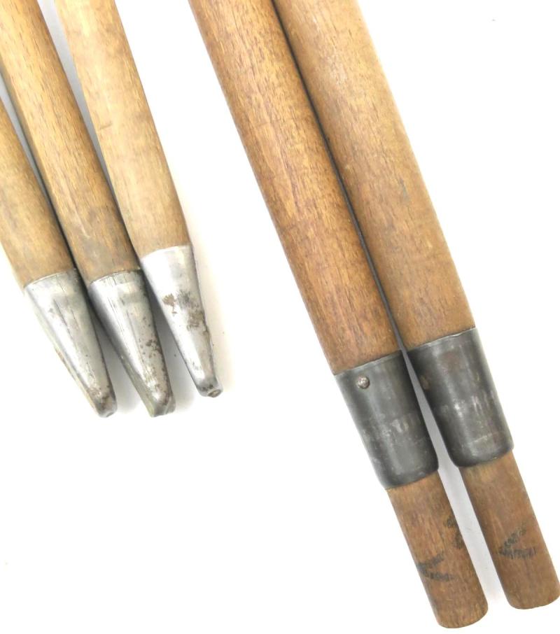 German Wehrmacht Zeltbahn 31 Zeltpflöcke 29 Tent Peg/Stake Early War Wood Model + Zeltstock 01 Tent Pole Set Of Five Pieces All From Same Soldier.