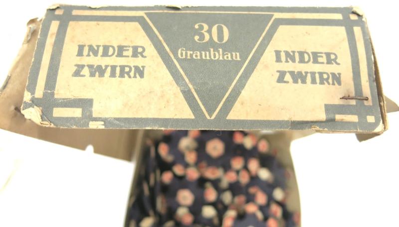 German Luftwaffe Blau Lipfert Leinen Zwirn Pappsternchen Blue Linen Thread Spool.